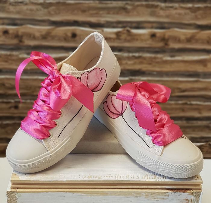 Снимка на Flower ecru pink sneakers