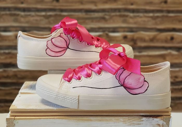 Снимка на Flower ecru pink sneakers