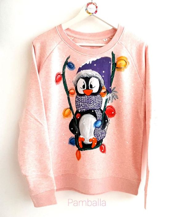 Снимка на Penguin pink Christmas Sweatshirt