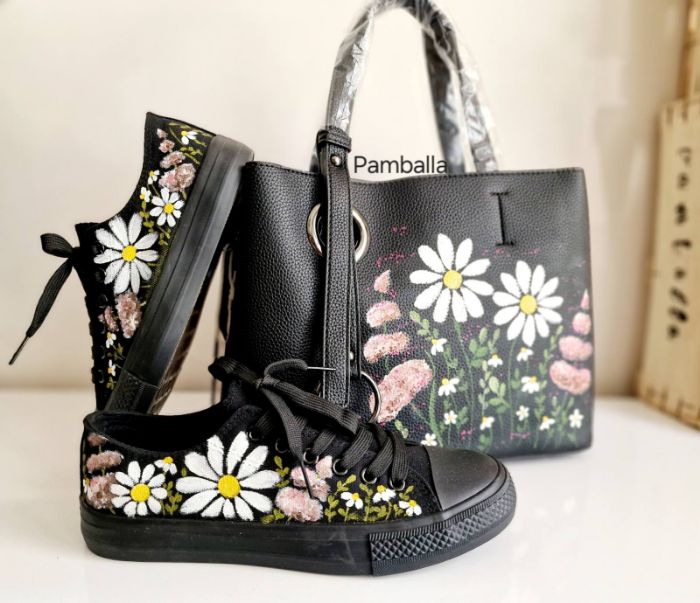 Снимка на Spring Flowers Black sneakers #38